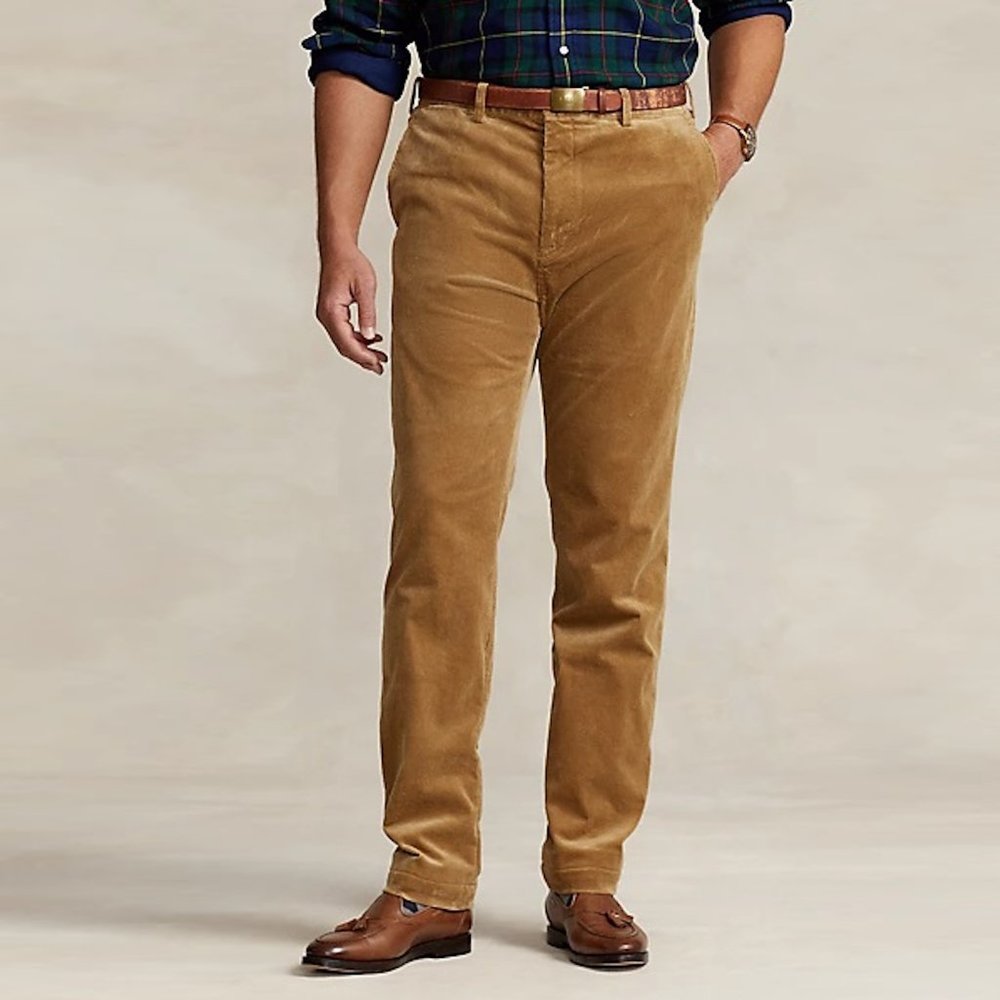 Polo Ralph Lauren Corduroy Pants Stretch Classic Fit Brown Cotton Mens Sz 44x32